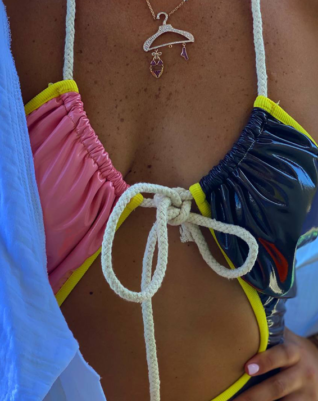 בגד ים שלם- חום ורוד