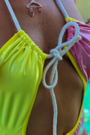 בגד ים שלם- ורוד צהוב