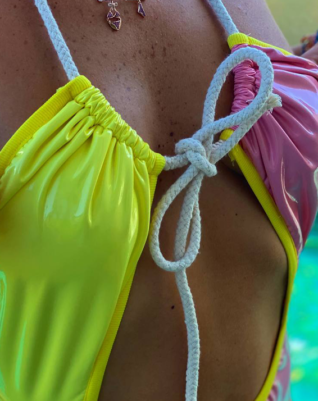 בגד ים שלם- ורוד צהוב