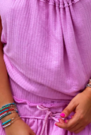 גופיית וופל- ורוד