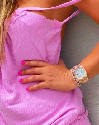 גופיית וופל- ורוד