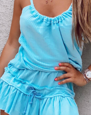 חליפת וופל- תכלת