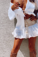 חולצת קלואי קרושה-לבן