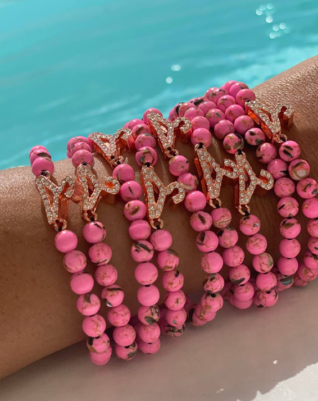 צמיד חרוז אבן חן- ורוד