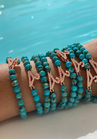 צמיד חרוז אבן חן- כחול ים