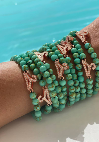 צמיד חרוז אבן חן- ירוק