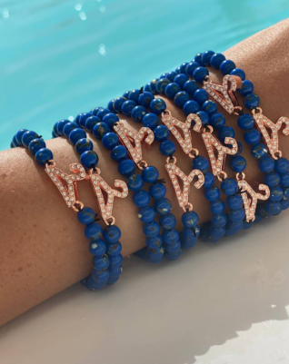 צמיד חרוז אבן חן- כחול רויאל