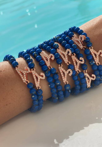 צמיד חרוז אבן חן- כחול רויאל