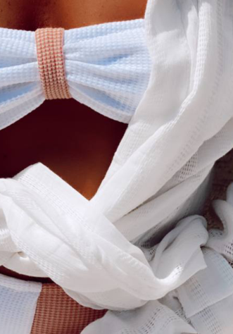 וופל וינטאז׳- בגד ים לבן ואפרסק