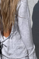 טווינס סריג משי שורט- אפור מלאנז׳