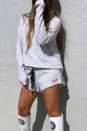 טווינס סריג משי שורט- אפור מלאנז׳