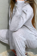 אפס מאמץ- אוברול אוברסייז אפור מלאנג׳