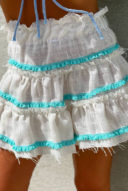 חצאית פשתן טורקיז