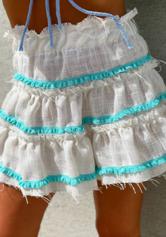 חצאית פשתן טורקיז