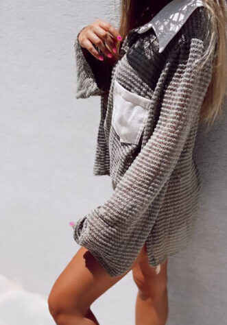 חולצת בוהו ירוק זית רשת