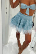 חצאית גינס נוצות בייבי בלו