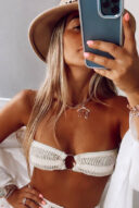 בגד ים רוקי ריקמה ירוק סלאדין ושמנת