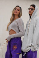 סריג משי אפור מלאנג