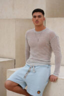 סריג משי אפור מלאנז גבר