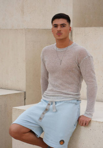 סריג משי אפור מלאנז גבר