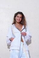 קפוצון קרעים רוכסן לבן סאני