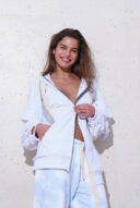 קפוצון קרעים רוכסן לבן סאני