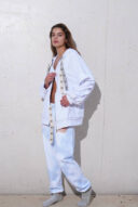 קפוצון קרעים רוכסן לבן סאני