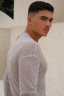 סריג משי אפור מלאנז גבר