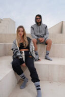 שורט קרעים שחור אפור גבר